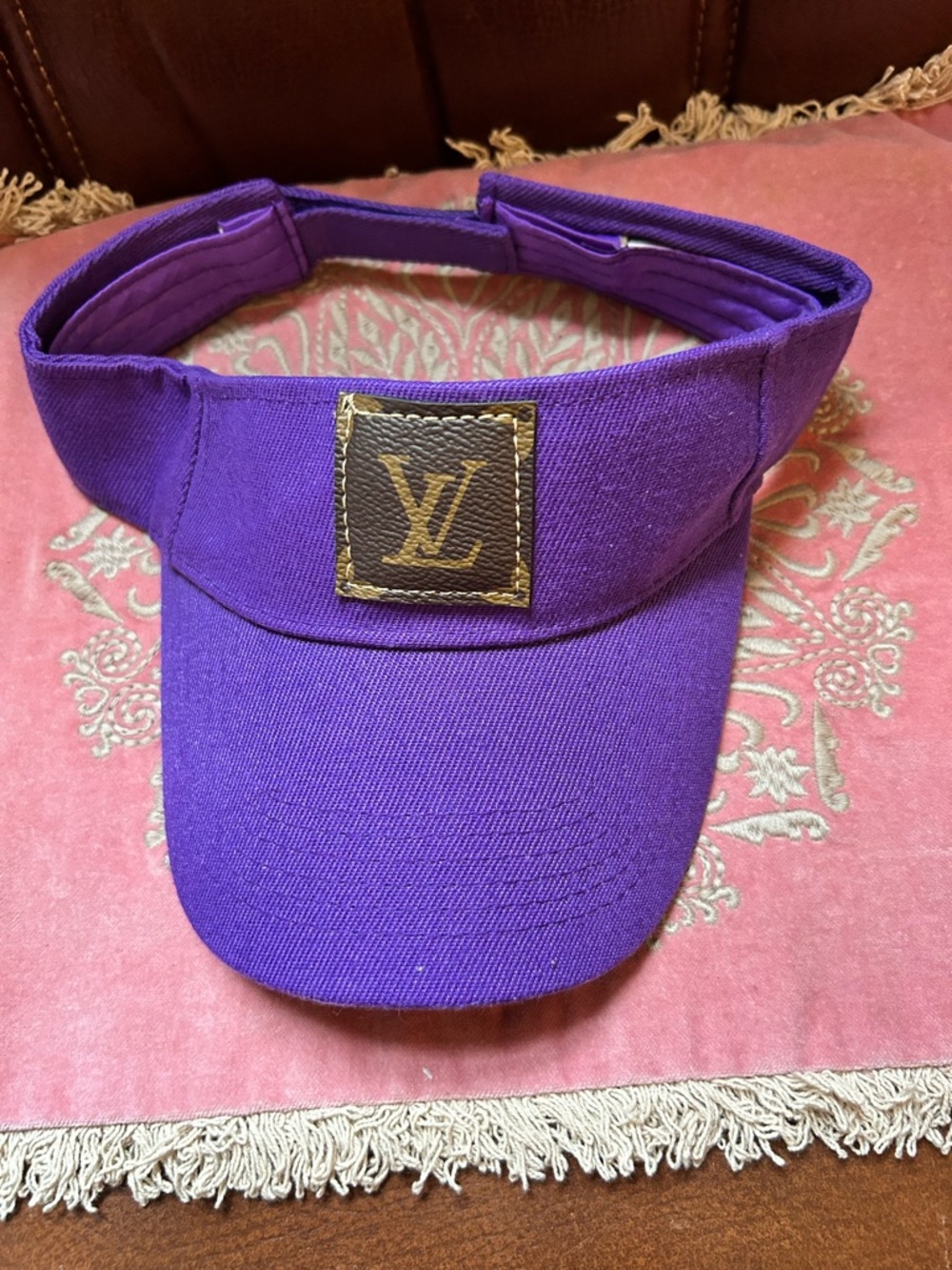 Purple Visor Cap with path from old lv bag - Luxury Style